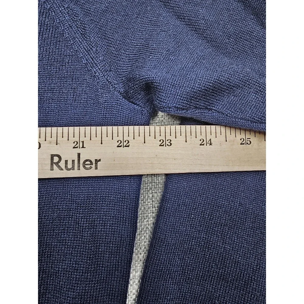 Peter Millar Sweater Mens Large Blue‎ Quarter Zip Wool Elbow Patches Mock Neck
